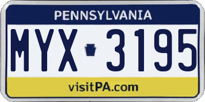 PA license plate MYX3195