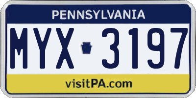 PA license plate MYX3197