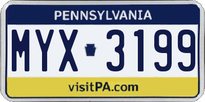 PA license plate MYX3199