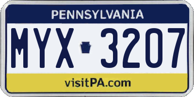 PA license plate MYX3207