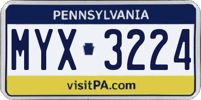 PA license plate MYX3224