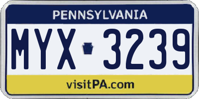 PA license plate MYX3239