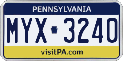 PA license plate MYX3240