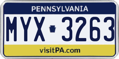 PA license plate MYX3263