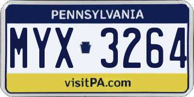 PA license plate MYX3264