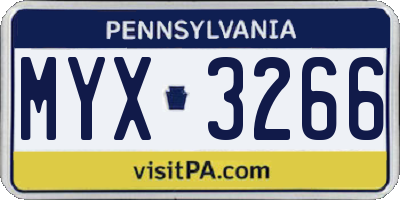 PA license plate MYX3266