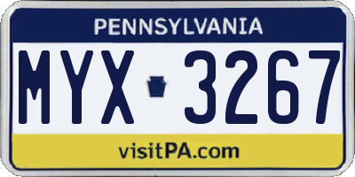 PA license plate MYX3267