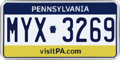 PA license plate MYX3269