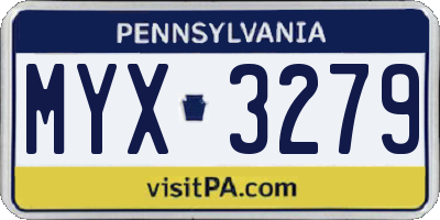 PA license plate MYX3279
