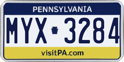 PA license plate MYX3284