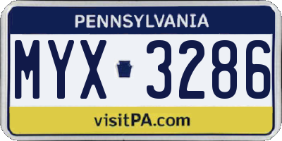 PA license plate MYX3286