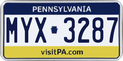 PA license plate MYX3287