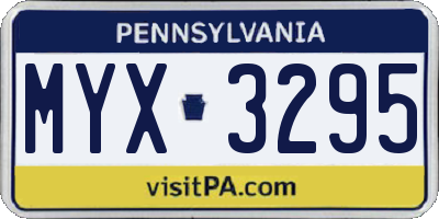 PA license plate MYX3295