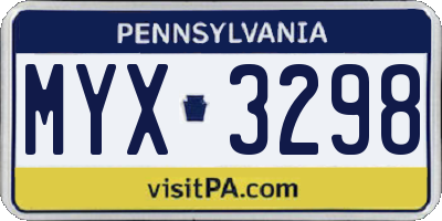 PA license plate MYX3298