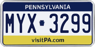 PA license plate MYX3299