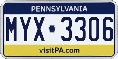 PA license plate MYX3306