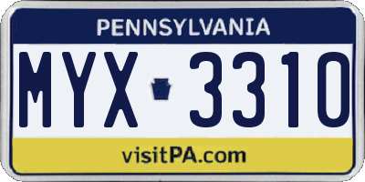 PA license plate MYX3310