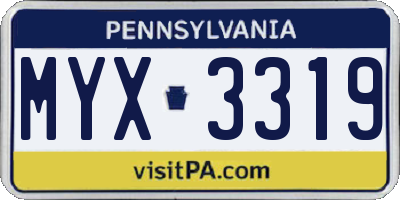 PA license plate MYX3319