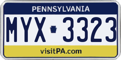 PA license plate MYX3323