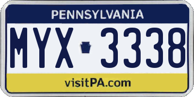 PA license plate MYX3338