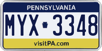 PA license plate MYX3348