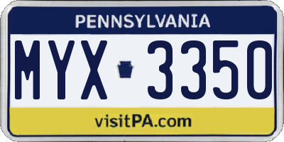 PA license plate MYX3350