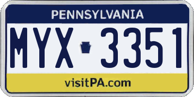 PA license plate MYX3351
