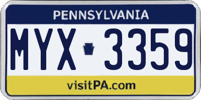 PA license plate MYX3359