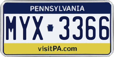 PA license plate MYX3366