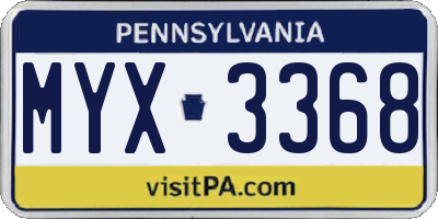 PA license plate MYX3368