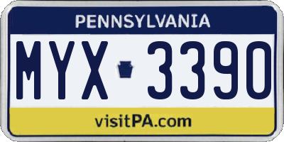 PA license plate MYX3390