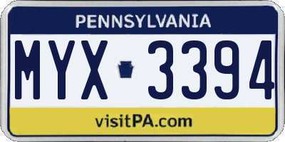 PA license plate MYX3394