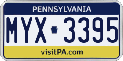 PA license plate MYX3395