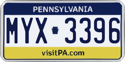 PA license plate MYX3396