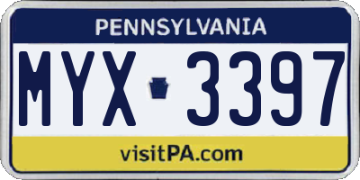 PA license plate MYX3397