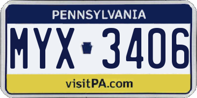 PA license plate MYX3406