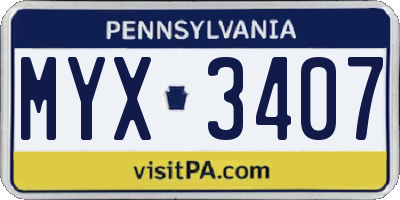 PA license plate MYX3407