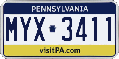 PA license plate MYX3411