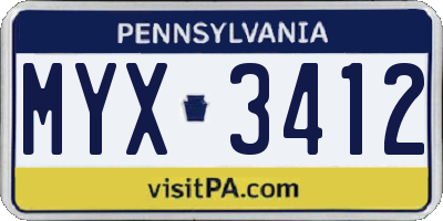 PA license plate MYX3412