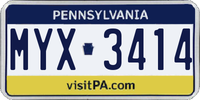 PA license plate MYX3414