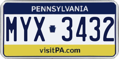 PA license plate MYX3432