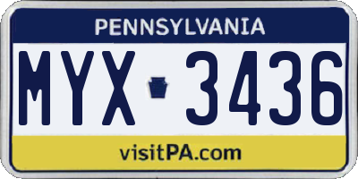 PA license plate MYX3436