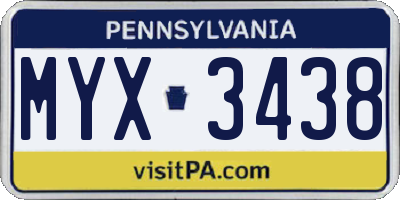 PA license plate MYX3438