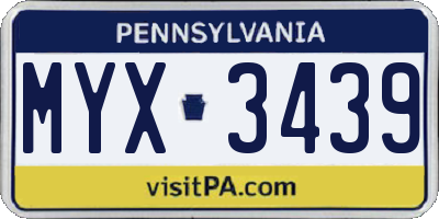 PA license plate MYX3439