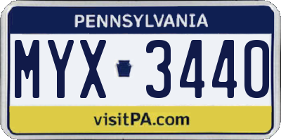 PA license plate MYX3440