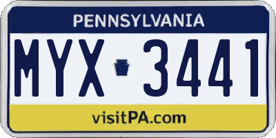 PA license plate MYX3441