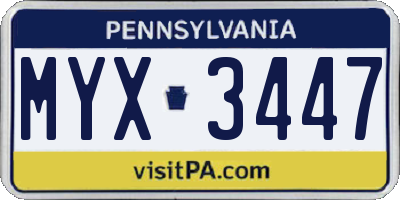 PA license plate MYX3447