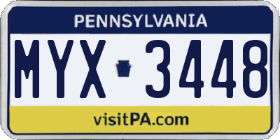 PA license plate MYX3448