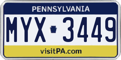 PA license plate MYX3449