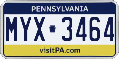PA license plate MYX3464